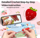 Strawberry Crochet Kit for Beginners - All-in-One Complete Crochet Set with Yarn, Hook, Pattern & Video Tutorial