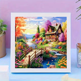 Dreamy Forest Cabin 5D Diamond Painting Kit — Full Drill European Countryside Scenery | Wall Art Gift