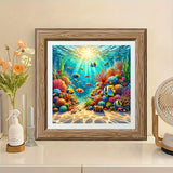 Colorful Coral Reef 5D Diamond Painting Kit — 20×20cm Full Drill Round Acrylic | Underwater Marine Art