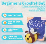 Cute Bee Crochet Kit for Beginners - All-in-One Complete Crochet Set with Yarn, Hook, Pattern & Video Tutorial