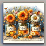 4-Pack Floral Diamond Painting Kit | 20×20cm | Full Round Drills | 5D DIY Wall Art for Adults & Beginners