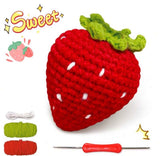 Strawberry Crochet Kit for Beginners - All-in-One Complete Crochet Set with Yarn, Hook, Pattern & Video Tutorial