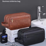 Business-Style Large Capacity Organizer Bag - Double-Layer Men's Luxury Toiletries Pouch with Zipper Compartments