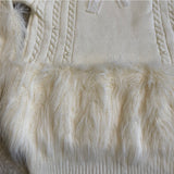 Knitted Fur Bow Sweater