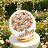 Beginner Embroidery Kit - Floral Branch Design | Thread, Needles, Frame & Pattern Included