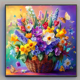 Diamond Painting Kits – 4-Pack Floral Designs, 20×20cm, Full Round Acrylic Drills, DIY Wall Art