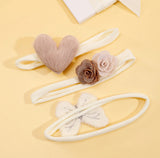 Baby Heart Shape Felt Flower Headband Set (4pcs)