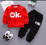 Red Ok Sweatshirt & Trouser Set (2pcs)