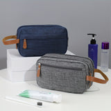Men's Canvas Double Zipper Travel Toiletry Bag