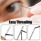 Needle-side Hole Elderly Hand Sewing Needles Stainless Steel Self Threading Needles 32pcs Set