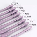 Purple Plastic Handle Aluminium Crochet Hook Set - Limited Edition