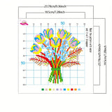 Floral Series Printed Cross Stitch Kit — Peony, Tulip & Daisy | 11CT Beginner Set | 3-Strand Thread | Home Décor Gift