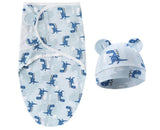 Summer Cotton Dino Swaddle With Cap
