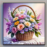 Diamond Painting Kits – 4-Pack Floral Designs, 20×20cm, Full Round Acrylic Drills, DIY Wall Art