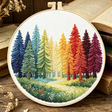 Colorful Forest Whispers — Printed Embroidery Kit for Beginners | Fabric, Thread, Needles & Instructions Included