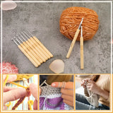 9pcs Crochet Set, Wooden Handle, Ultra Light Beginner Knitting Needle And Crochet Thread