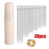 Needle-side Hole Elderly Hand Sewing Needles Stainless Steel Self Threading Needles 32pcs Set