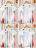 Pre-Order Multi-Color Striped Dungaree Set