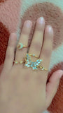 5Pcs/Set Exquisite Crystal Moon Butterfly Ring Set for Women