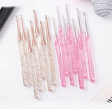 Glitter Resin Crochet Hook Set, Ergonomic Transparent Handle Knitting Needles, Multi-Size Metal Crochet Hooks