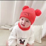 Double Pompom Bear Cap With Neckroll