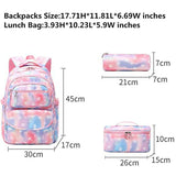 Girl Bookbag With Pencil Pouch School Backpack Set 3 Pieces Zipper Backpacks Lunch Bag Girls