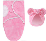 Summer Cotton Polka Dot Swaddle With Bow Cap