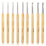 9pcs Crochet Set, Wooden Handle, Ultra Light Beginner Knitting Needle And Crochet Thread