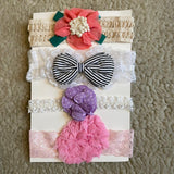 Lace Bow Baby Headband Set (4pcs)