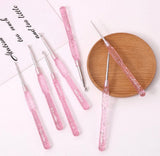 Glitter Resin Crochet Hook Set, Ergonomic Transparent Handle Knitting Needles, Multi-Size Metal Crochet Hooks
