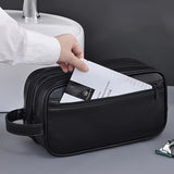 Business-Style Large Capacity Organizer Bag - Double-Layer Men's Luxury Toiletries Pouch with Zipper Compartments