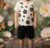 Flower Print T-Shirt & Short Set (2pcs)