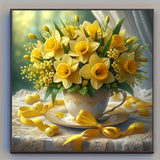 Diamond Painting Kits – 4-Pack Floral Designs, 20×20cm, Full Round Acrylic Drills, DIY Wall Art