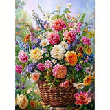 Flower Basket Diamond Painting Kit — Full Drill Mosaic | 30×40cm | DIY Home Decor