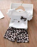 Cat Design T-Shirt & Shorts Set