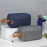 Men's Canvas Double Zipper Travel Toiletry Bag