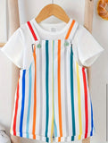 Pre-Order Multi-Color Striped Dungaree Set