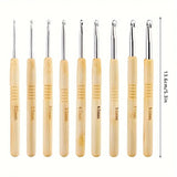 9pcs Crochet Set, Wooden Handle, Ultra Light Beginner Knitting Needle And Crochet Thread