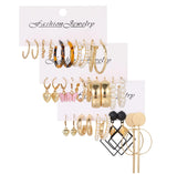 15 Pair Trendy Pearl Alloy Acrylic Earring Set