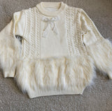 Knitted Fur Bow Sweater