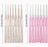 Glitter Resin Crochet Hook Set, Ergonomic Transparent Handle Knitting Needles, Multi-Size Metal Crochet Hooks