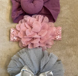 Lace Flower Turban Headband Set (3pcs)