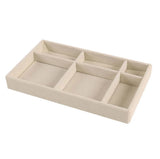 Flannelette Jewelry Storage Box Tray Earring Ring Bracelet Organize - Beige