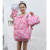 Girls Geometric Pattern Functional Bagpack with Pencil and Lunch Box (3 in 1)