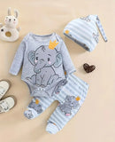 Pre-Order Little Elephant Romper Set+Hat