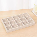 Flannelette Jewelry Storage Box Tray Earring Ring Bracelet Organize - Beige