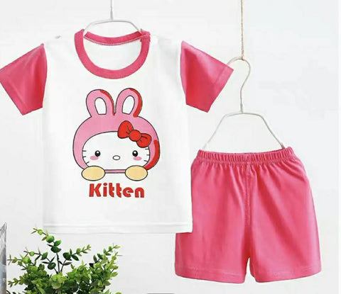 Pink Kitten Shirt & Short Set