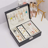 Double-Layer Jewelry Storage Box Multifunction Jewelry Organizer High Capacity Necklace Earring Bracelet Display Holder with Lock