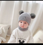 Double Pompom Bear Cap With Neckroll