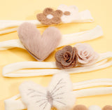 Baby Heart Shape Felt Flower Headband Set (4pcs)